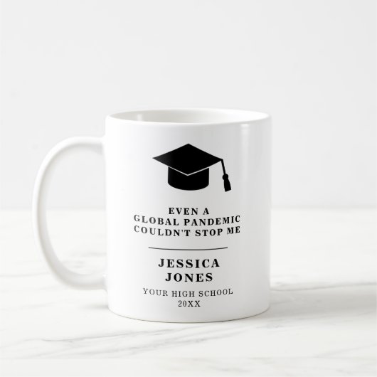 Black Graduation Cap Class of 2021 Pandemic Kaffeetasse (Links)
