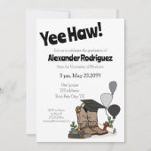 Black Graduation Cap Cowboy Boot Arrangement Einladung (Vorderseite)