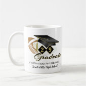 Black Graduation Cap Football Personalisiert Kaffeetasse (Links)