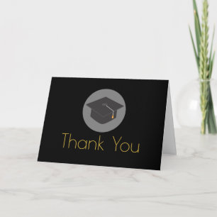 Black Graduation Cap Gold Letting Vielen Dank Dankeskarte