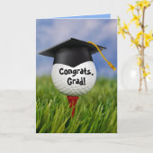 Black Graduation Cap on Golf Ball Karte (Gelbe Blume)