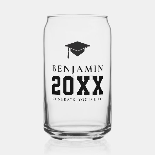 Black Graduation Cap Personalisiert einfaches Gran Dosenglas (Vorderseite)