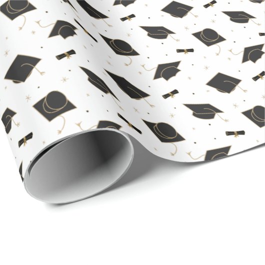 Black Graduation Cap Toss Geschenkpapier (Rolleneckpunkt)