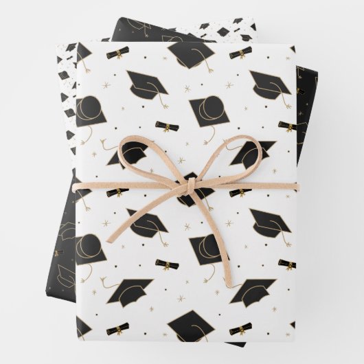 Black Graduation Cap Toss Geschenkpapier Set (Beispiel)