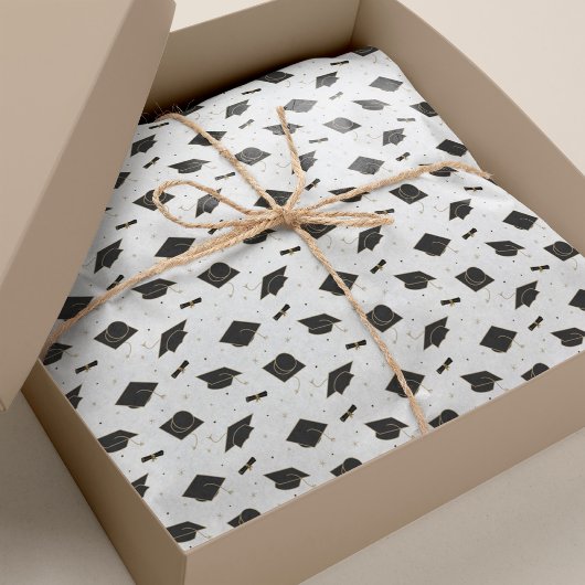 Black Graduation Cap Toss Seidenpapier