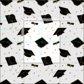 Black Graduation Cap Toss Stoff (Kachel)