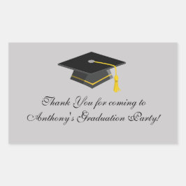 Black Graduation Cap Vielen Dank Rectangle Sticker