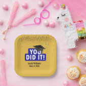 Black Graduation Cap with Confetti Pappteller (Party)