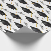 Black Graduation Caps mit Diplomen Geschenkpapier (Ecke)