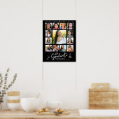 Black Graduation K–12 Photo Collage White Doodles Poster (Küche)