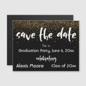 Black Graduation Party Save the Date Magnetkarte (Vorne/Hinten)