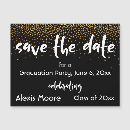 Black Graduation Party Save the Date Magnetkarte (Vorderseite)