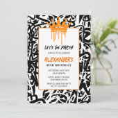 Black Graffiti 82. Geburtstagseinladung Männer Einladung (Stehend Vorderseite)