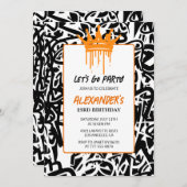 Black Graffiti Einladung zum 23. Geburtstag Männer (Vorne/Hinten)