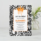 Black Graffiti Einladung zum 27. Geburtstag Männer (Stehend Vorderseite)