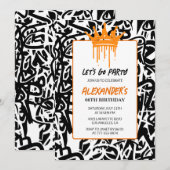 Black Graffiti Einladung zum 66. Geburtstag Männer (Vorne/Hinten)