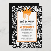 Black Graffiti Men 43. Geburtstagseinladung Einladung (Vorne/Hinten)