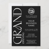 Black Grand Opening Business Logo Modern Einladung (Vorderseite)