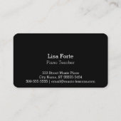 Black Grand Piano Business Card Visitenkarte (Rückseite)