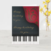 Black Grand Piano Charme Custom Geburtstag Karte (Gelbe Blume)