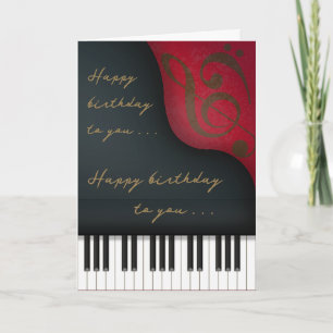 Black Grand Piano Charme Custom Geburtstag Karte