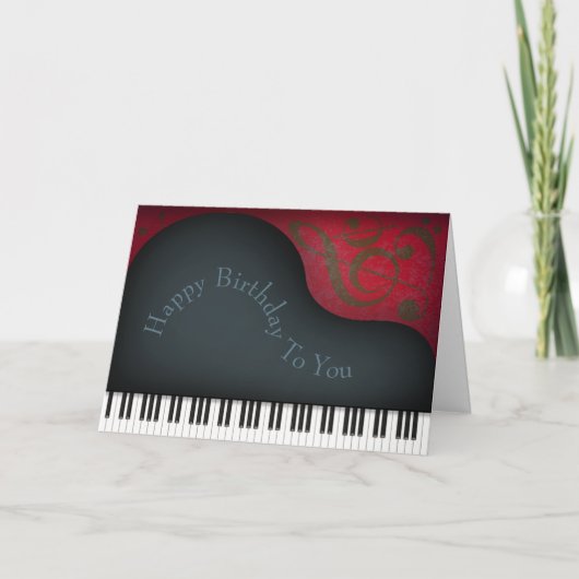 Black Grand Piano Charming Custom Musical Geburtst Karte (Vorderseite)