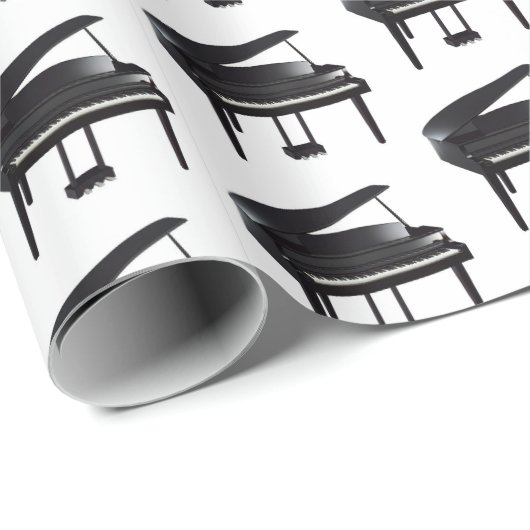 Black Grand Piano Tiled Muster Geschenkpapier (Rolleneckpunkt)