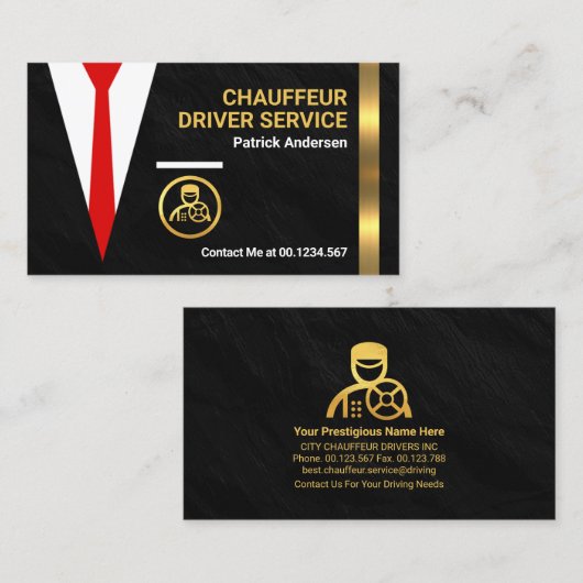 Black Granite Chauffeur Anzug Driver Visitenkarte (Vorne/Hinten)