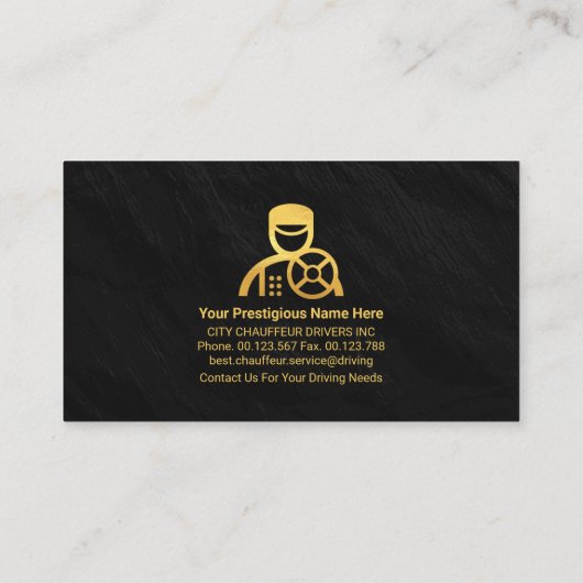 Black Granite Chauffeur Anzug Driver Visitenkarte (Rückseite)