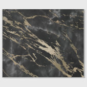 Black Graphite Deluxe Gold Marble Shiny Glam Geschenkpapier (Flach)