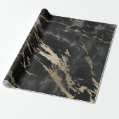 Black Graphite Deluxe Gold Marble Shiny Glam Geschenkpapier (Ungerollt)
