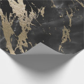 Black Graphite Deluxe Gold Marble Shiny Glam Geschenkpapier (Ecke)