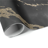 Black Graphite Deluxe Gold Marble Shiny Glam Geschenkpapier (Rolleneckpunkt)