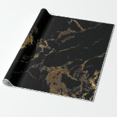 Black Graphite Gold Glam Marmor Geschenkpapier (Ungerollt)