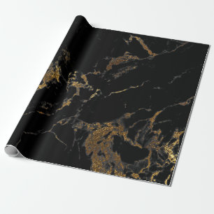 Black Graphite Gold Glam Marmor Geschenkpapier