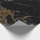 Black Graphite Gold Glam Marmor Geschenkpapier (Ecke)
