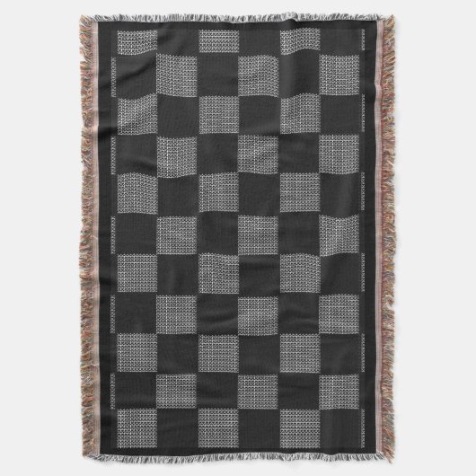 Black Grau White Buffalo Karo Style Chain Mail Decke (Vorderseite Vertikal)