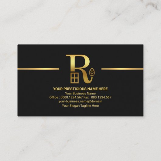 Black Graue Layers Gold Line Real Anwesen Agent Visitenkarte (Rückseite)