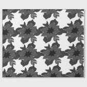Black Gray Abstrakt Floral Weddings Verlobung Geschenkpapier (Flach)