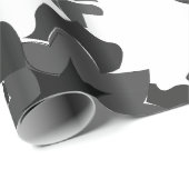 Black Gray Abstrakt Floral Weddings Verlobung Geschenkpapier (Rolleneckpunkt)