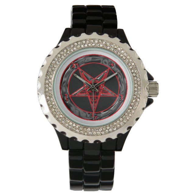 Black Gray and Red Baphomet Armbanduhr (Vorderseite)