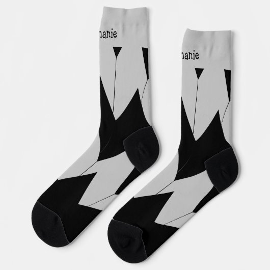 Black Gray Art Deco Design Socken (Linkes Detail)
