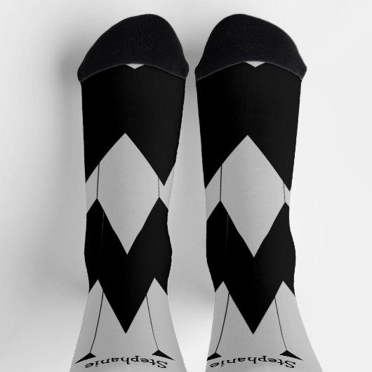 Black Gray Art Deco Design Socken (Oben)