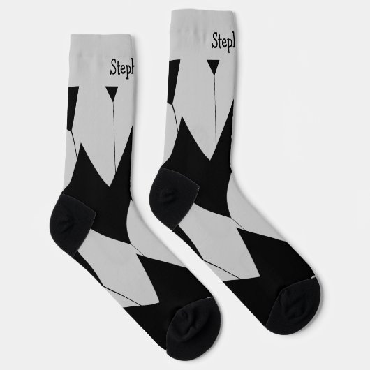 Black Gray Art Deco Design Socken (Rechts)