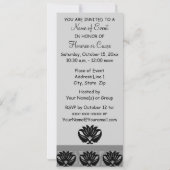 Black Gray Art Nouveau Damask Happy Birthday Party Einladung (Rückseite)