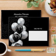 Black Gray Balloon Birthday Chic
