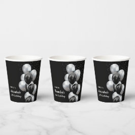 Black Gray Balloon Chic freut sich auf Geburtstag Pappbecher