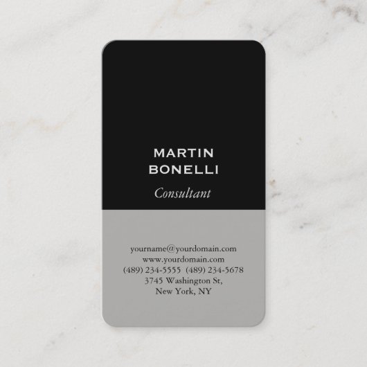 Black Gray Beruflich Moderne Elegante Minimalistis Visitenkarte (Vorderseite)