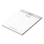 Black Gray Blue Clean Manal Monogram & Name Notizblock (Rotiert)