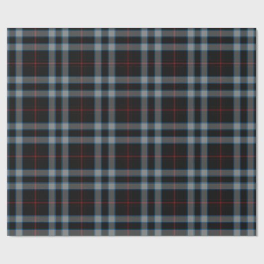 Black Gray Blue Tartan Kariert Geschenkpapier (Flach)